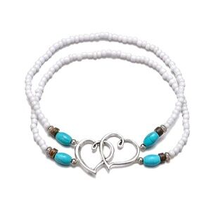 1pc Hollow Out Love Heart Beaded Anklet Set